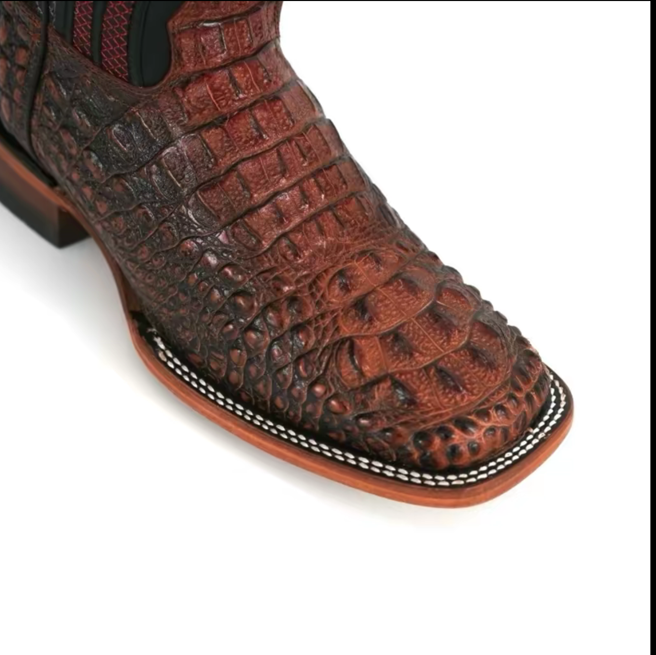 080 Men’s Western Square Toe Boot – Crocodile Print, Leather Upper, Premium Western Style