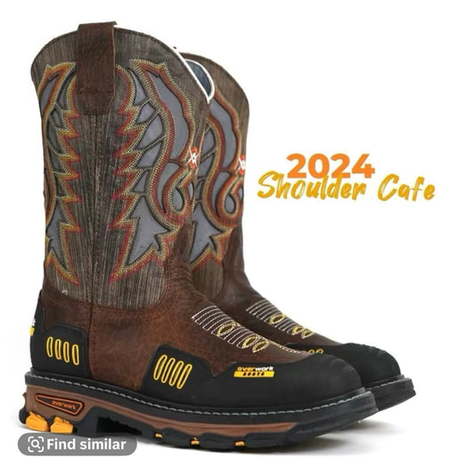 Overwork Boots 2024 Shoulder Café | Western Work Boot | Heavy-Duty Comfort & Slip-Resistant Sole