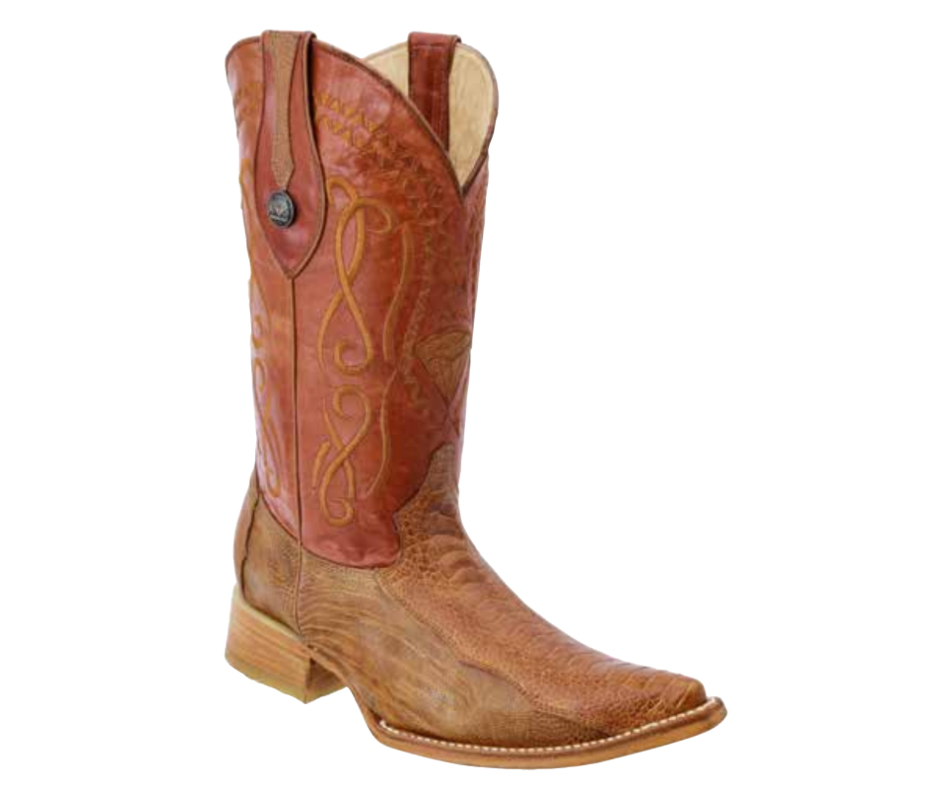 Cognac Genuine Ostrich Leg Boots on 3X Aladino