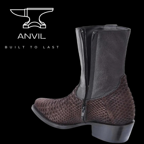 Sleek Brown Genuine Python Skinny Jean Boots