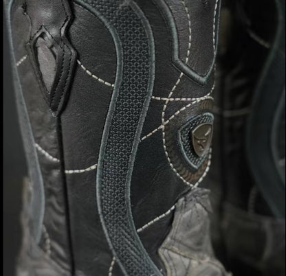 080 Men’s Western Square Toe Boot – Pirarucu Jumbo Print in Matte Gray