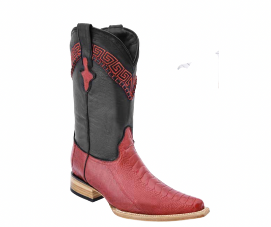 Red Genuine Ostrich Leg Boots on 3X Aladino