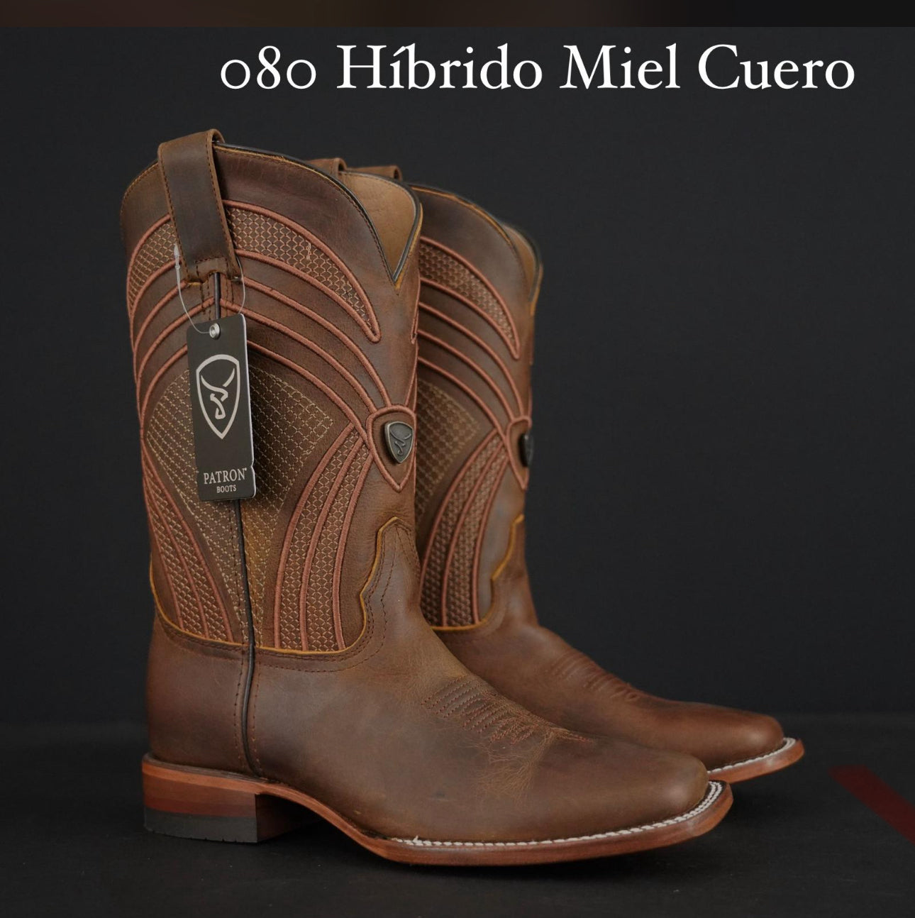 080 Men’s Western Square Toe Boot – Híbrido Miel Cuero Leather Style