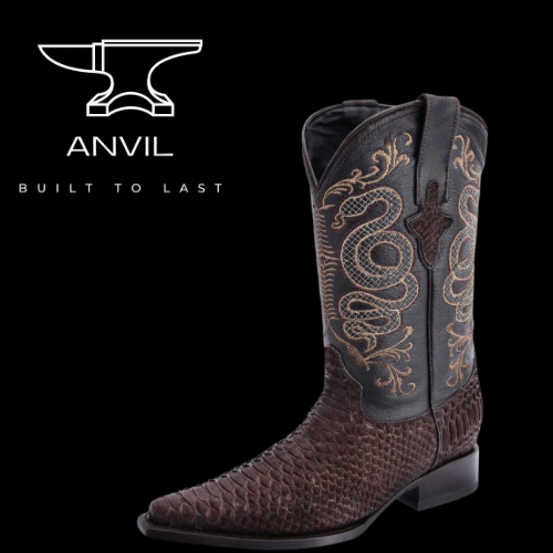 Genuine Python Boots on 3X Aladino Brown