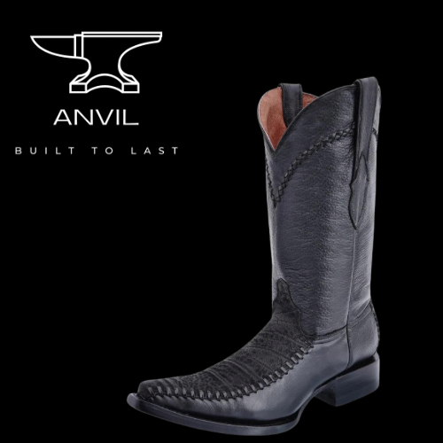 Genuine Braided Bullneck Boots on 3X Aladino  Black