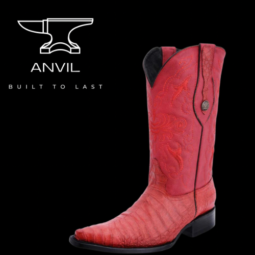 Embossed Crocodile Boots on 3X Aladino Red