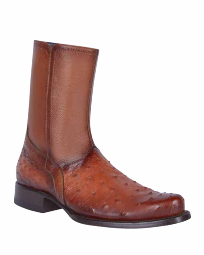 Men’s Genuine Ostrich Leather Western Boot – Diamond Series 125 | Zipper Entry | Brown, Shedron & Black