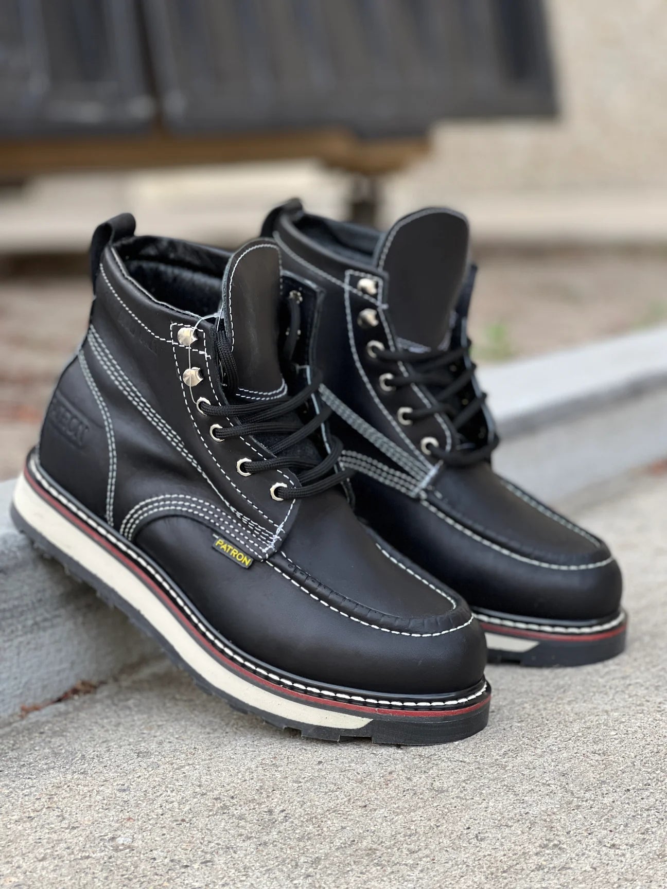 Work Boot 617 Black / Red Strip