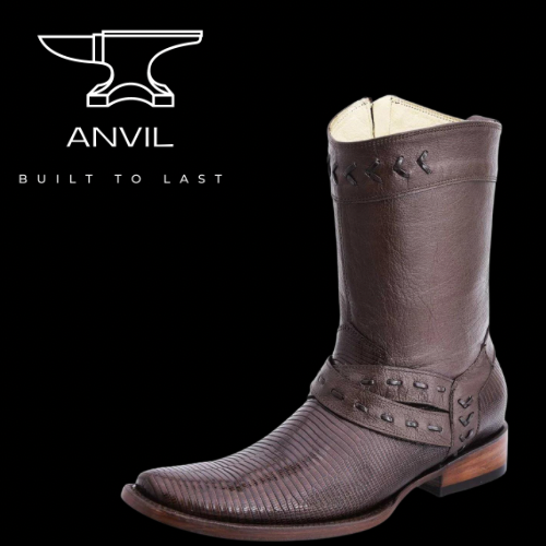 Brown Genuine Lizard Boot with Zipper